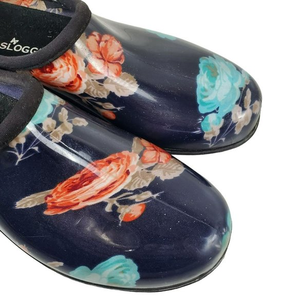 Sloggers Womens Floral Garden Shoes Size 10 USA Made Clogs Rubber - Picture 7 of 10